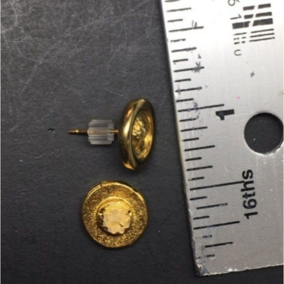 Button Pierced Earrings Tiny Gold Seamstress Tailor Sewing Sew Fashion Cottage - Picture 6 of 6